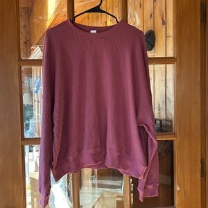 NWOT waffle knit soft cropped top, drop shoulders lovely mauve color
